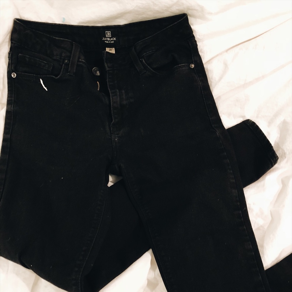 High-Waisted Black Jeans